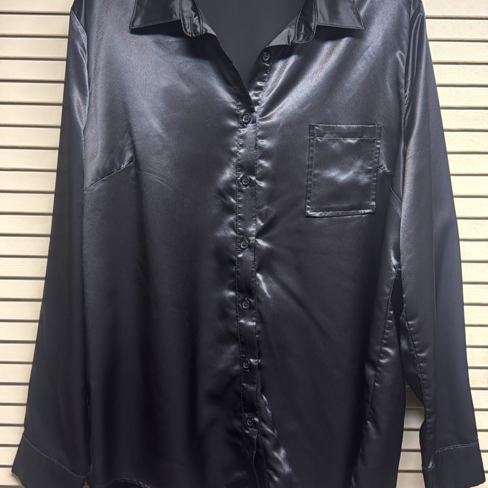 Women’s Black Satin Shirt